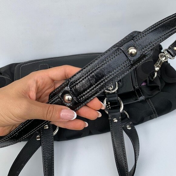 Vintage Black Coach Madison Top Handle Bag w/ Shoulder Strap - Picture 4 of 13